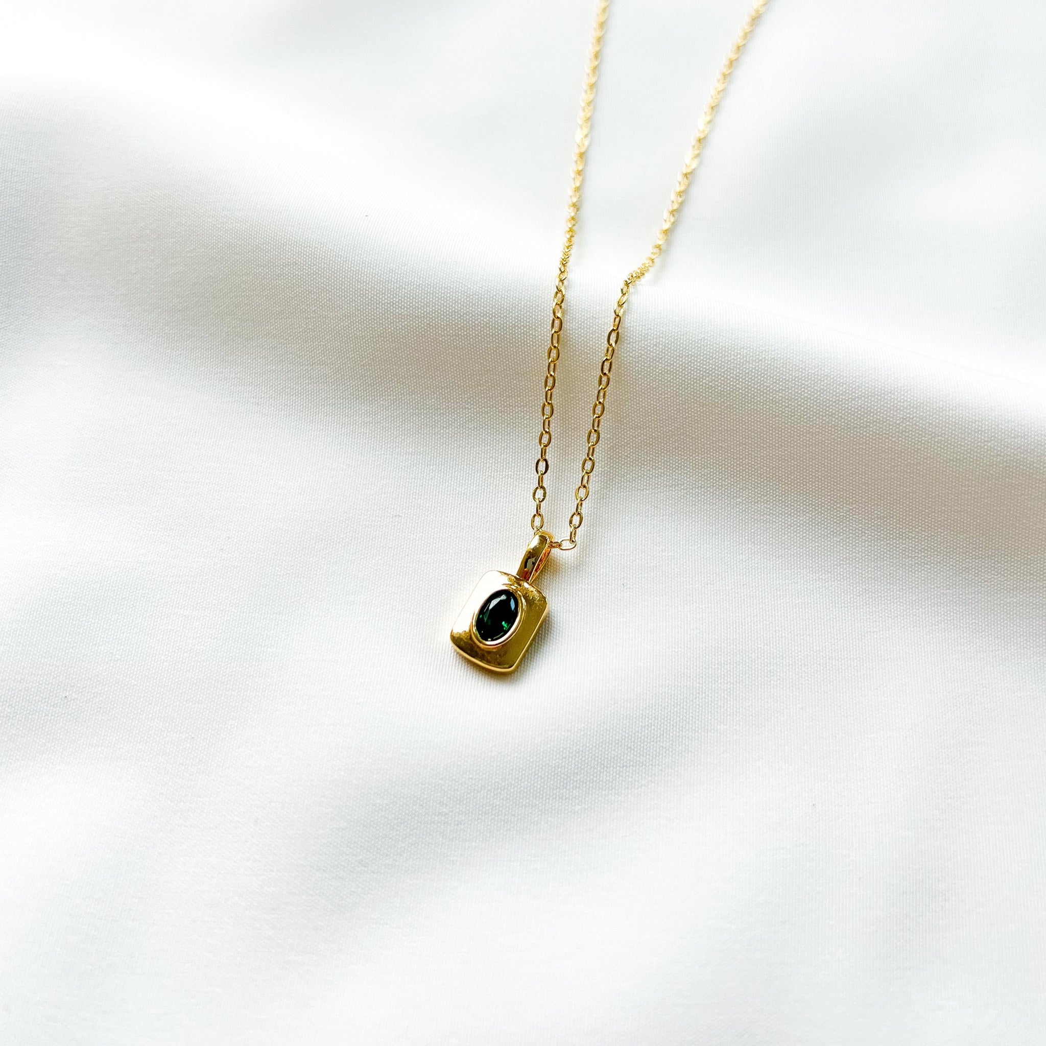 Emerald | Dainty Gold Necklace