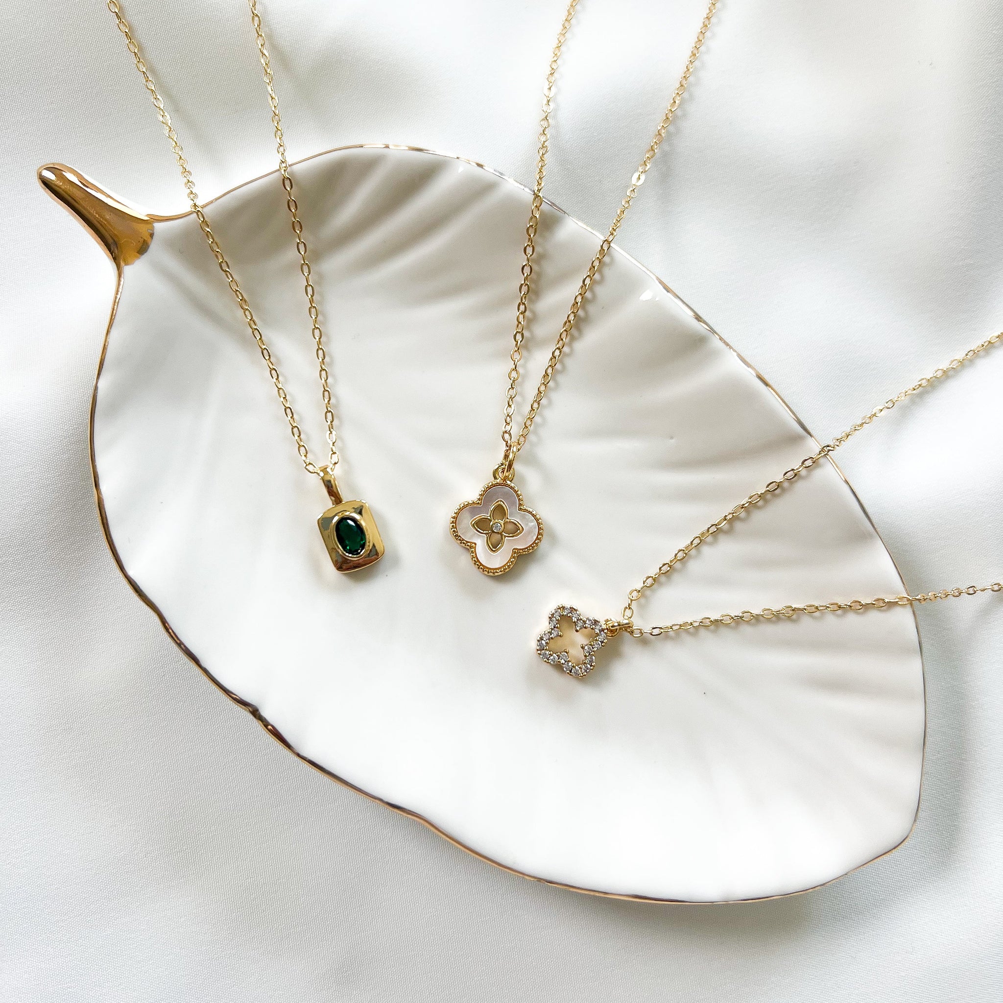 Emerald | Dainty Gold Necklace