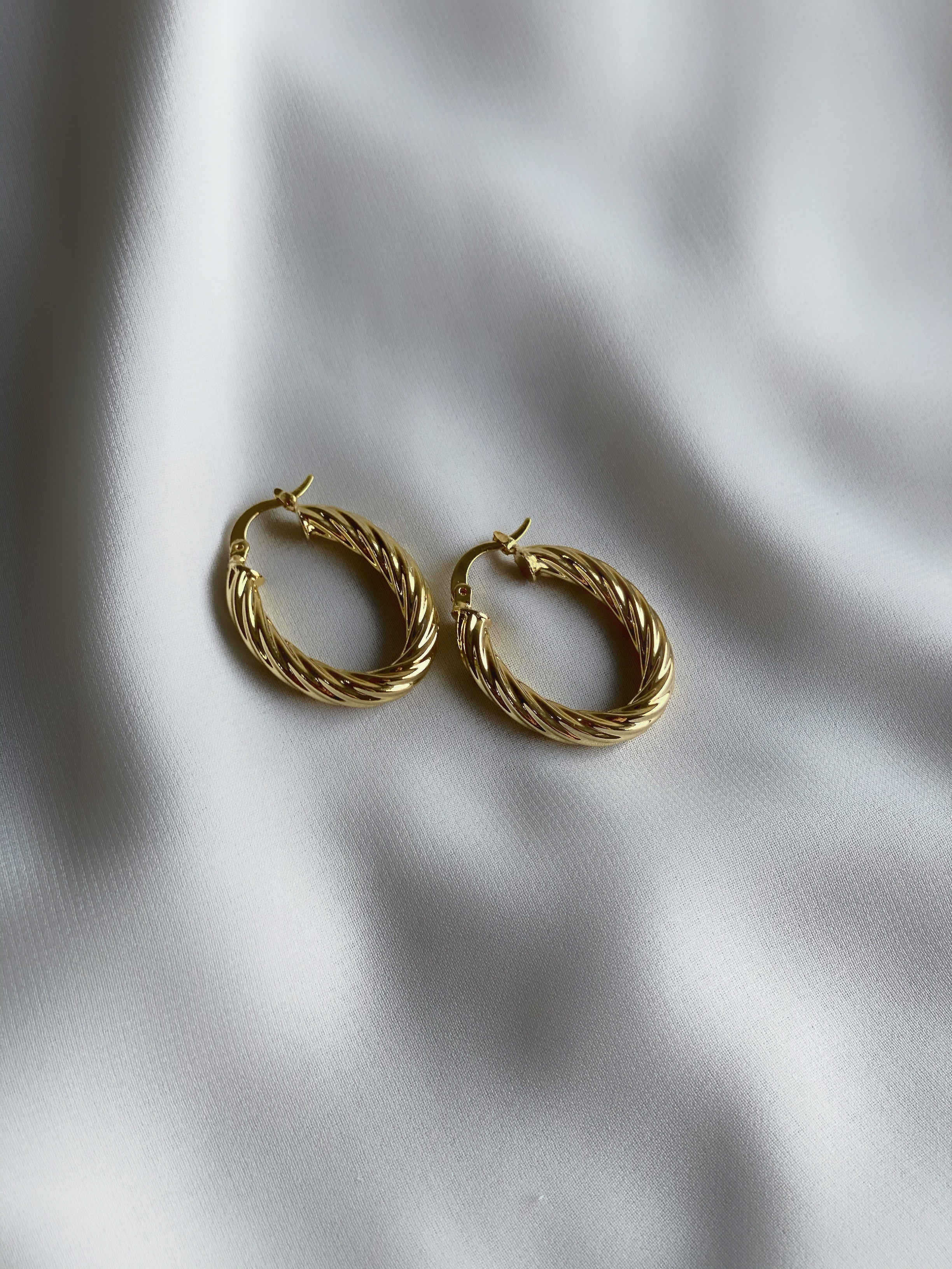 Oval Rope Texture Earrings