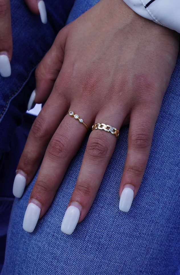 Gold 3 Dot Stackable Ring